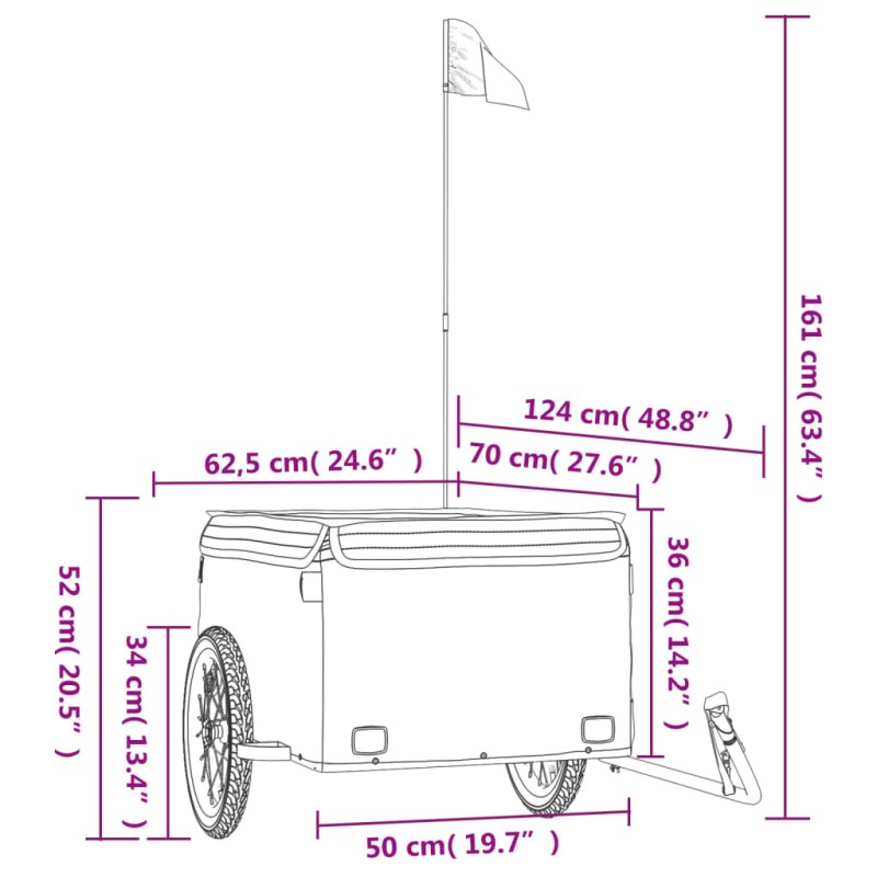 vidaXL Vozík za bicykel, čierny 45 kg, železo