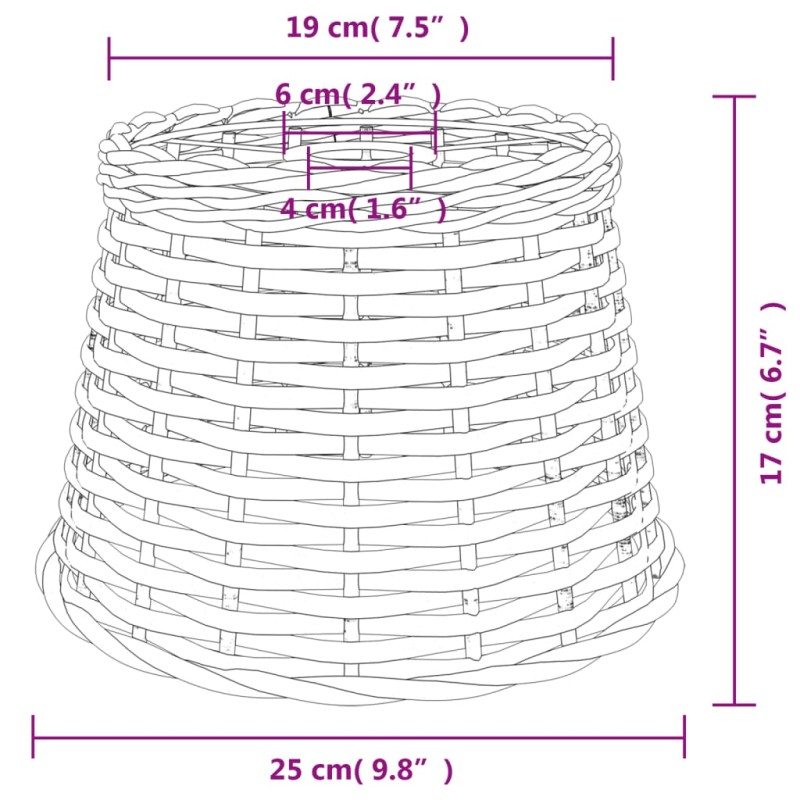 vidaXL Tienidlo na stropnú lampu hnedé Ø25x17 cm prútené