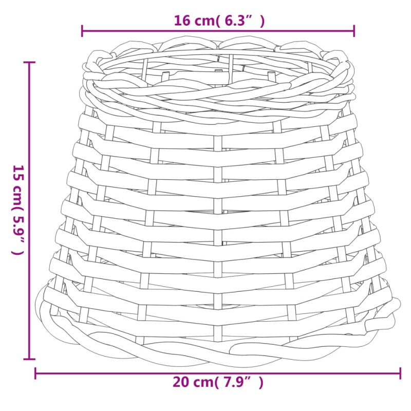 vidaXL Tienidlo na lampu biele Ø20x15 cm prútené