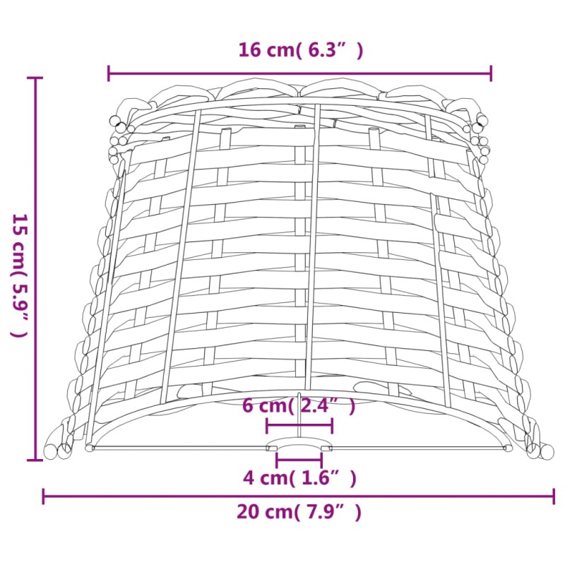 vidaXL Tienidlo na lampu biele Ø20x15 cm prútené