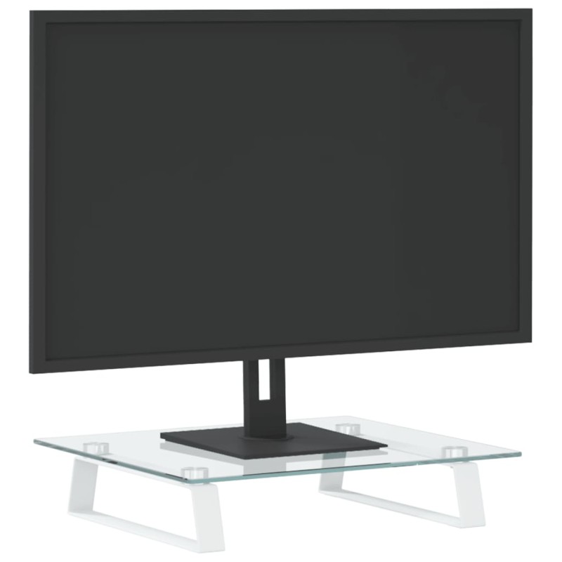 vidaXL Stojan na monitor biely 40x35x8 cm tvrdené sklo a kov