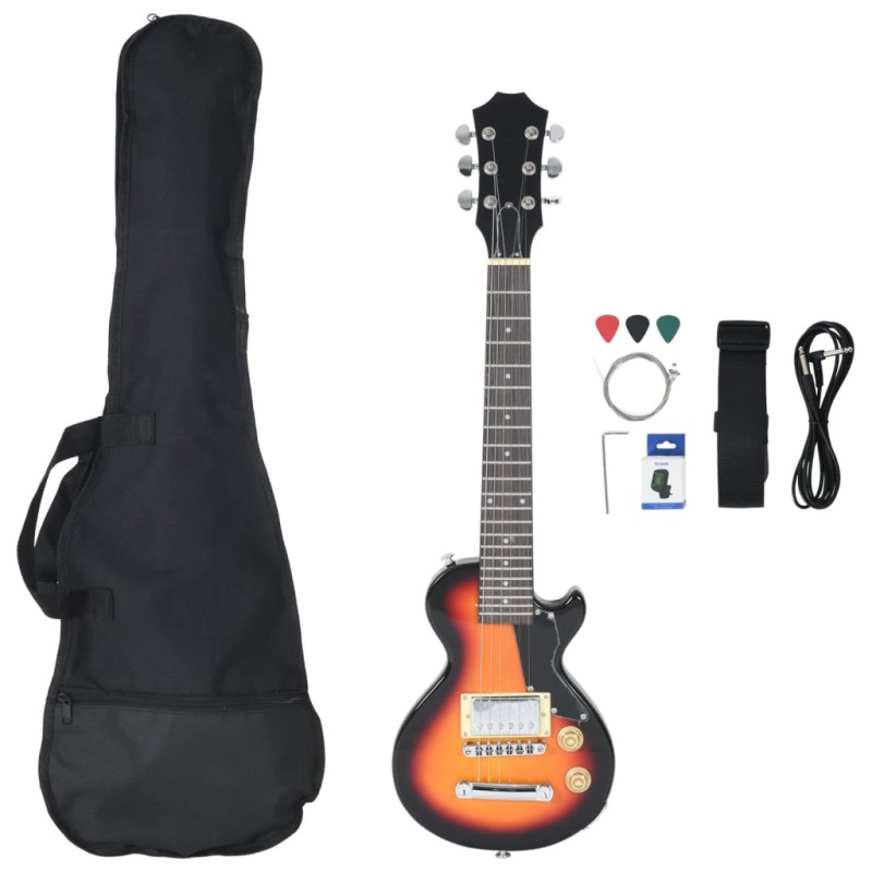 vidaXL Elektrická gitara pre deti s taškou hnedo-čierna 3/4 30"