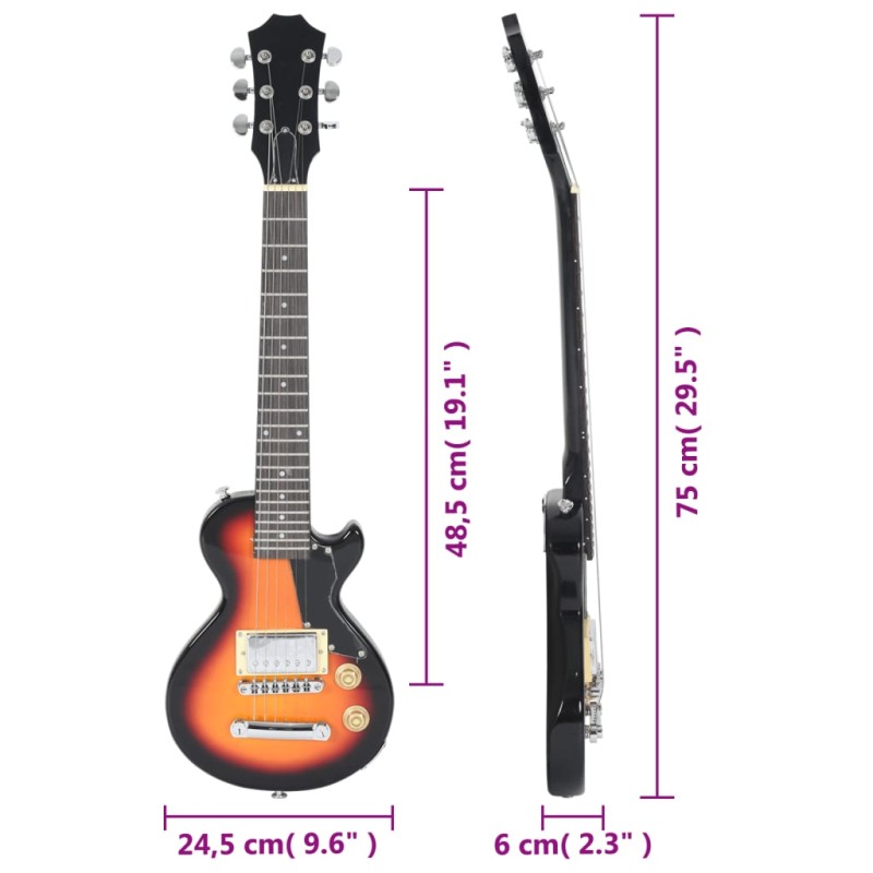 vidaXL Elektrická gitara pre deti s taškou hnedo-čierna 3/4 30"