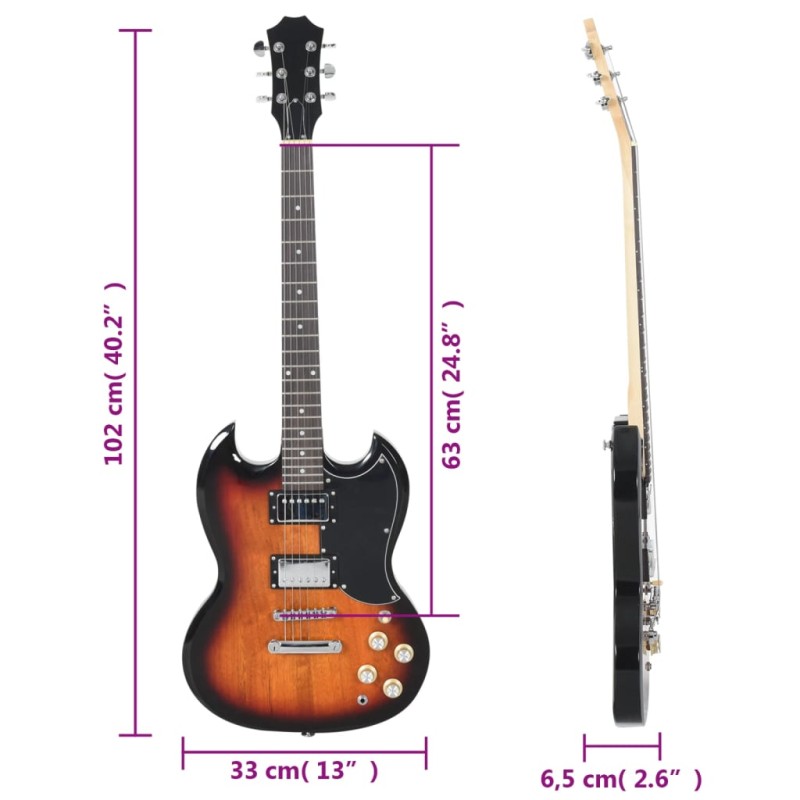 vidaXL Elektrická gitara pre začiatočníka s taškou hnedočierna 4/4 39"