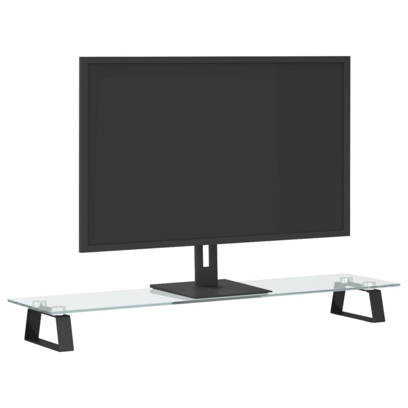 vidaXL Stojan na monitor čierny 80x20x8 cm tvrdené sklo a kov