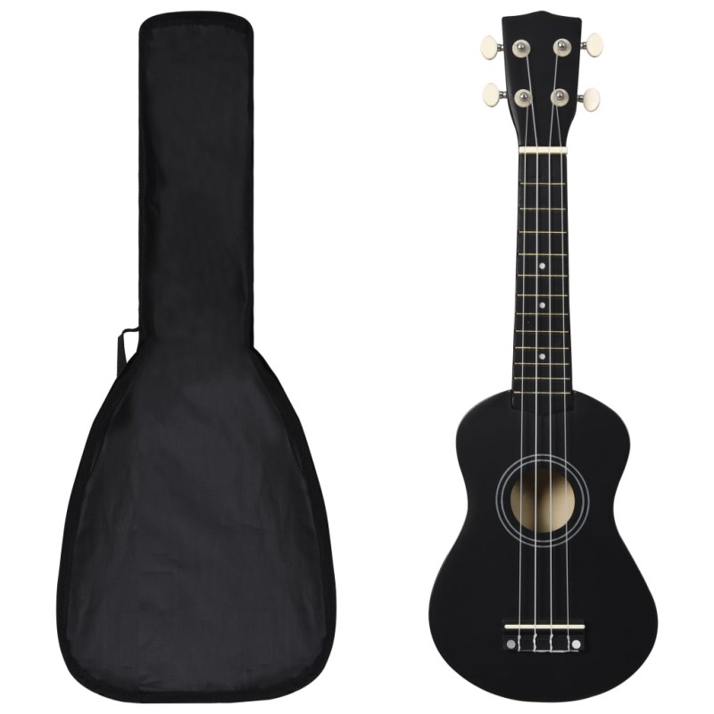 vidaXL Sopránové ukulele s taškou pre deti čierne 21"