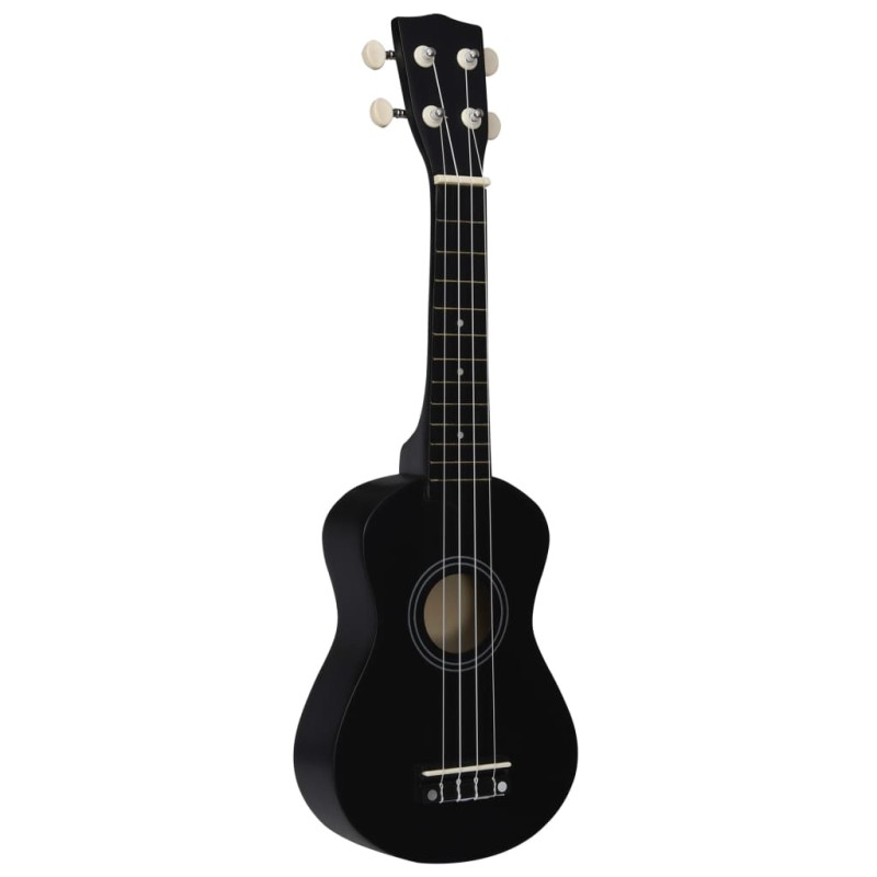 vidaXL Sopránové ukulele s taškou pre deti čierne 21"