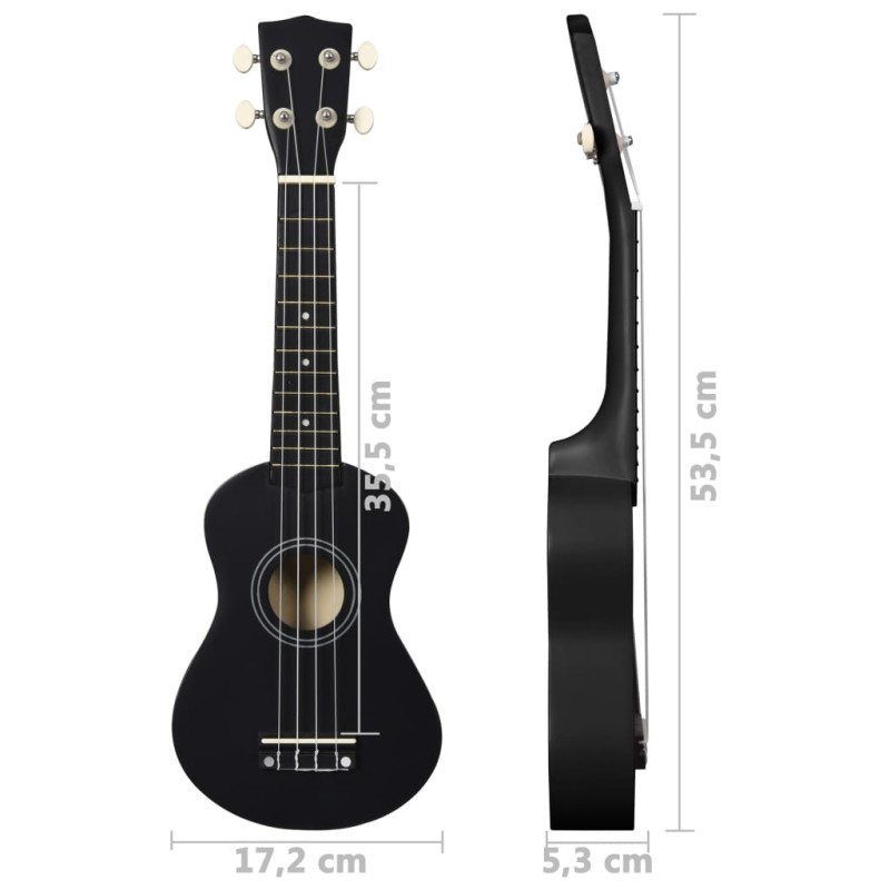 vidaXL Sopránové ukulele s taškou pre deti čierne 21"