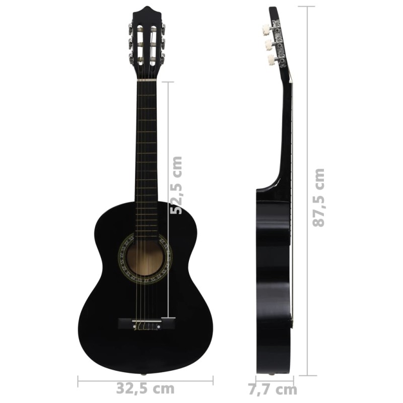 vidaXL Klasická gitara pre začiatočníkov a deti čierna 1/2 34"