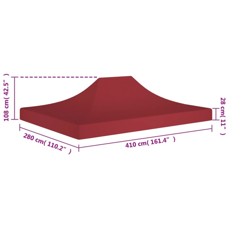 vidaXL Strecha na párty stan 4x3 m, vínová 270 g/m²