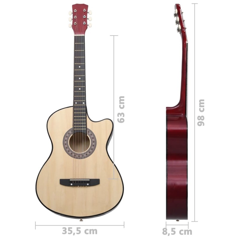 vidaXL Folková akustická gitara Cutaway so 6 strunami 38" lipové drevo     