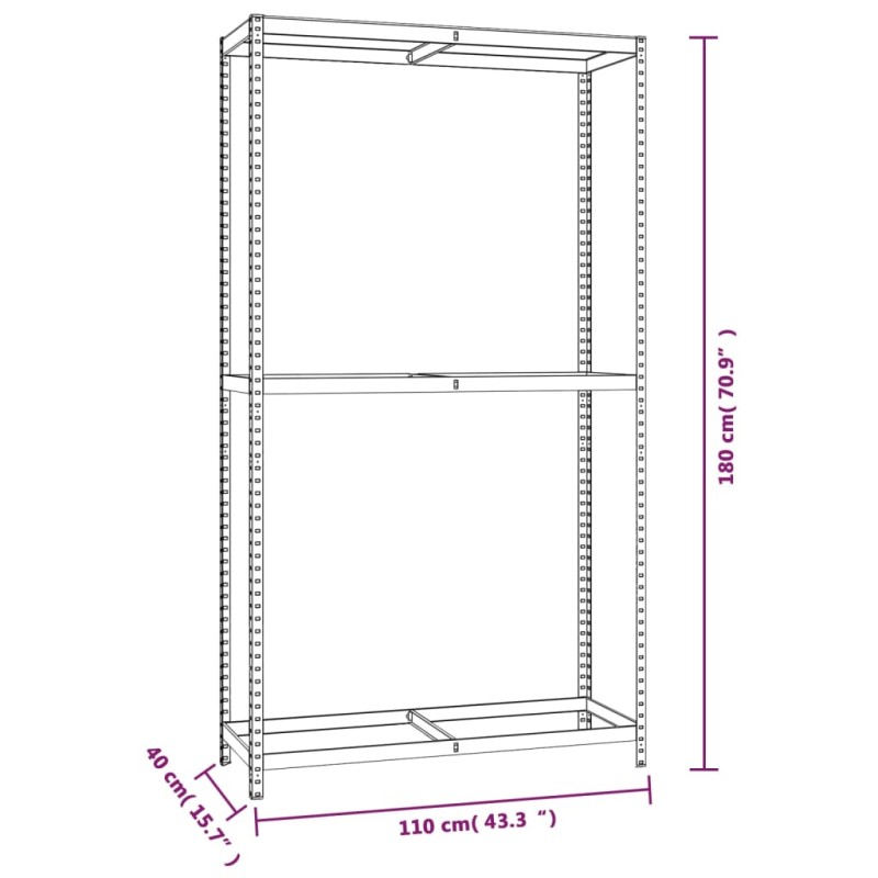 vidaXL 2-posch. stojany na pneumatiky 4ks strieborné 110x40x180cm oceľ