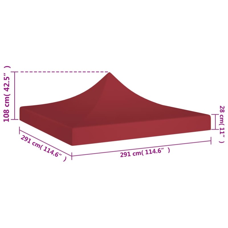 vidaXL Strecha na párty stan 3x3 m, vínová 270 g/m²