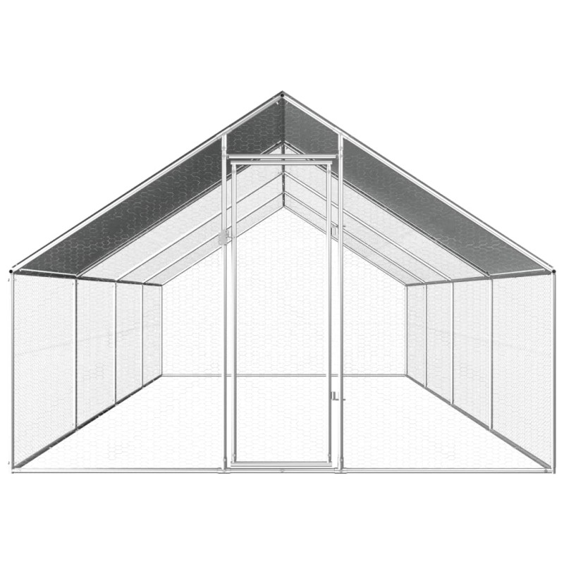 vidaXL Vonkajšia klietka pre sliepky 2,75x8x1,92 m, pozinkovaná oceľ  