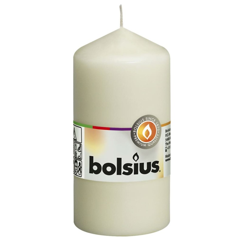 Bolsius Valcové sviečky 10 ks 120x58 mm farba slonoviny