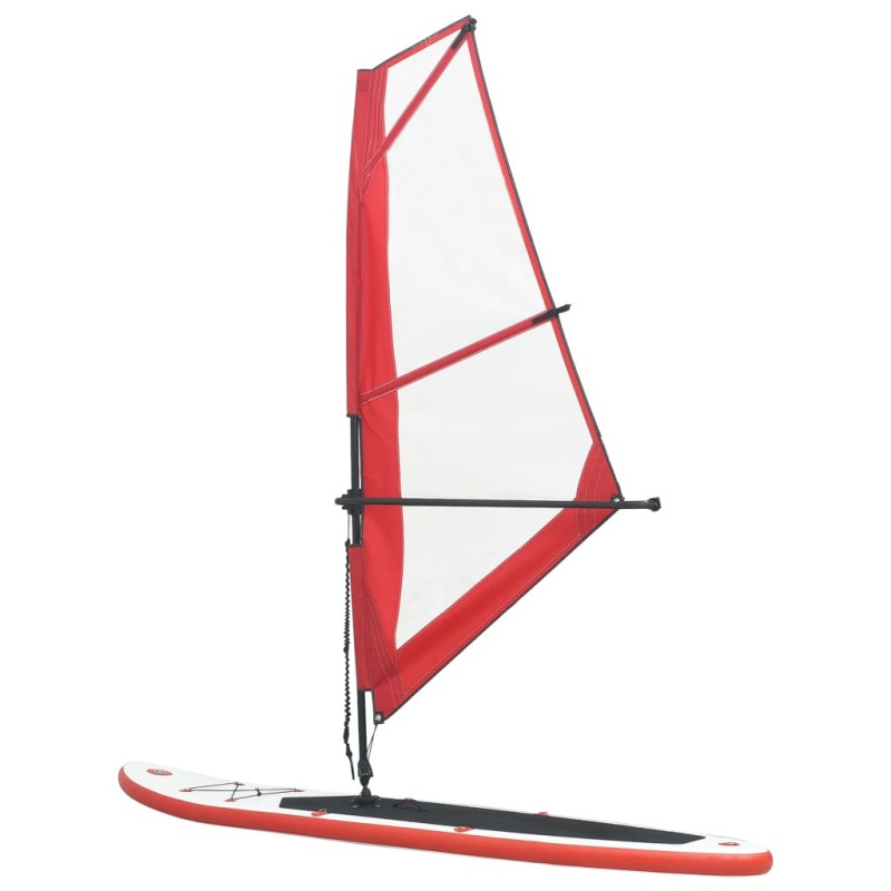 vidaXL Nafukovací Stand up paddleboard s plachtou, červeno biely