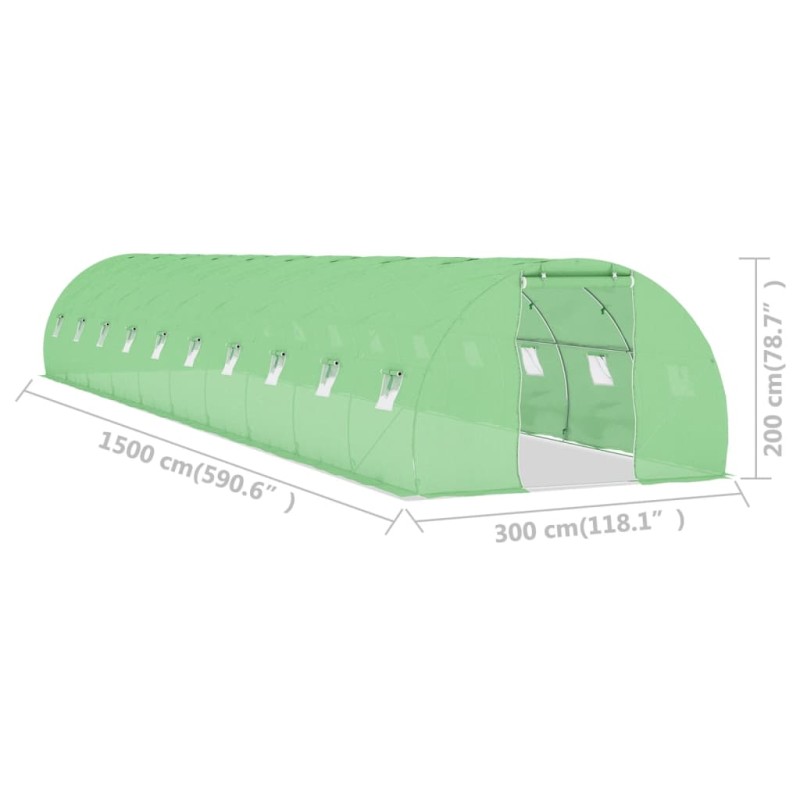 vidaXL Skleník 45 m² 15x3x2 cm