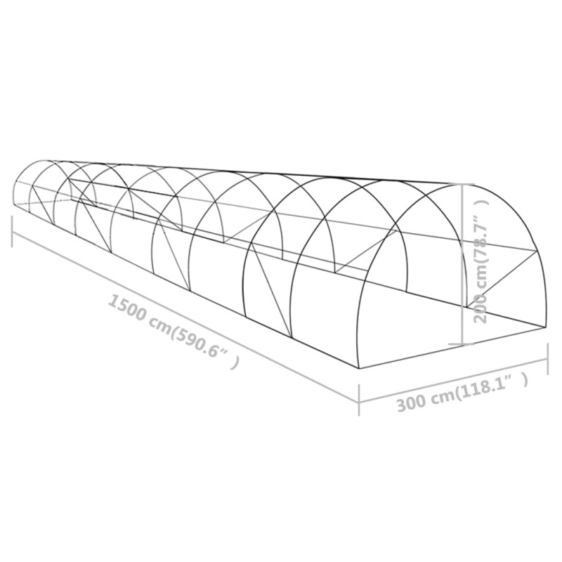 vidaXL Skleník 45 m² 15x3x2 cm