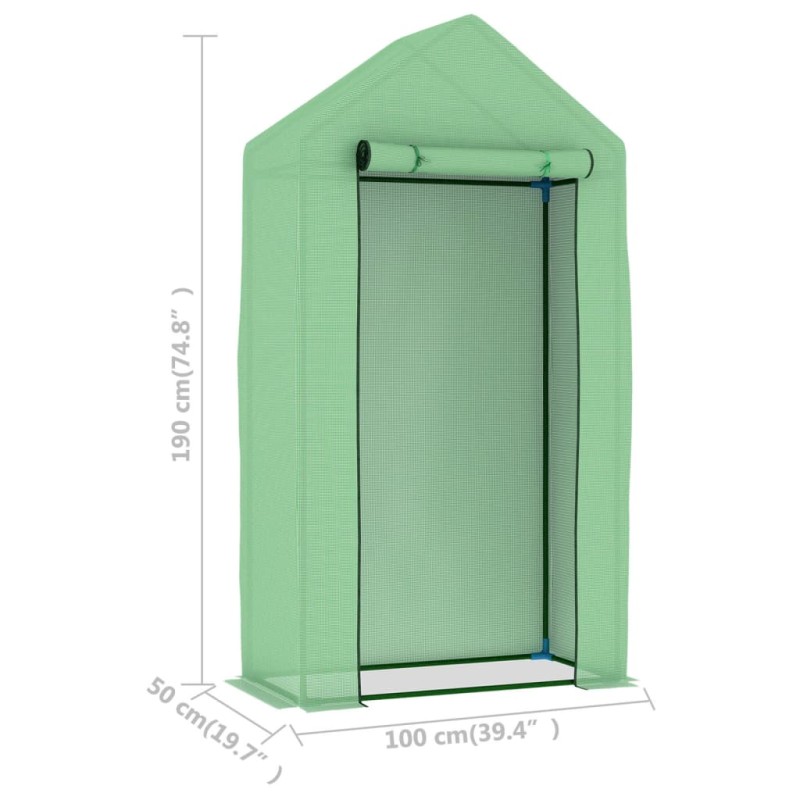 vidaXL Skleník s oceľovým rámom 1x0,5x1,9 m 0,5 m²