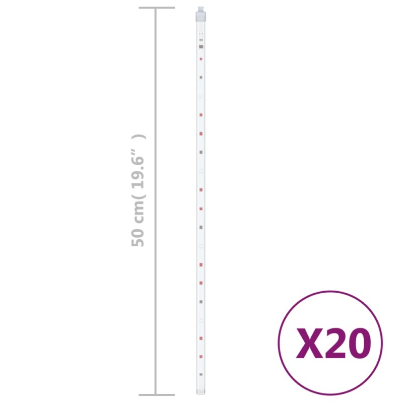 vidaXL Svetlá meteor 20 ks 50 cm farebné 720 LED vnútorné vonkajšie