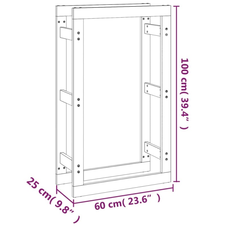 vidaXL Stojan na palivové drevo 60x25x100 cm masívna borovica