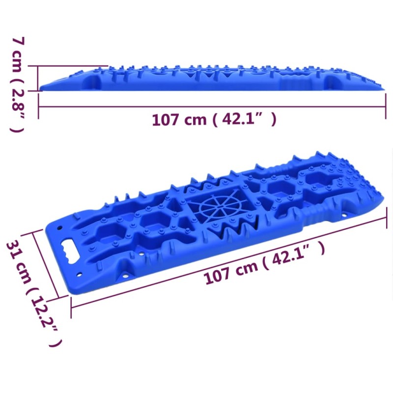 vidaXL Trakčné dosky 2 ks modré 107x31x7 cm nylon