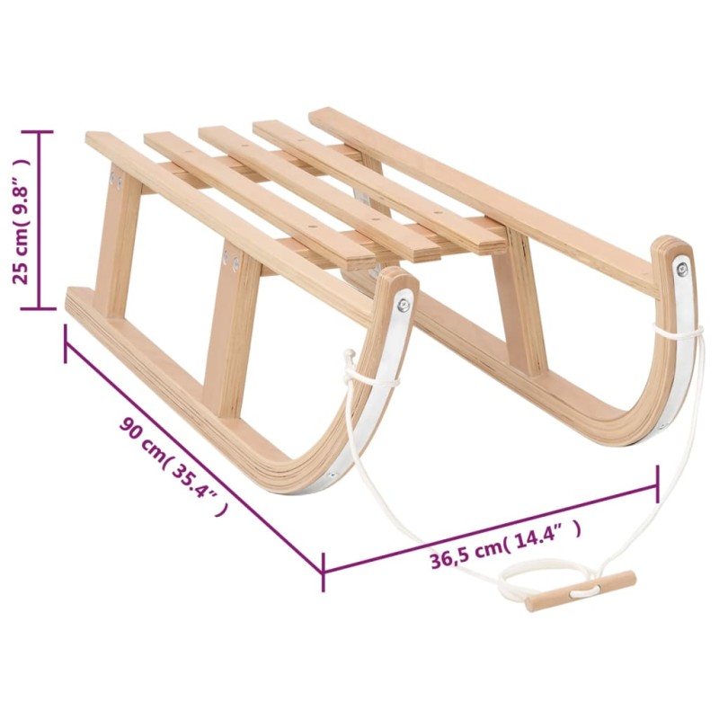 vidaXL Snežné sane 90x36,5x25 cm preglejka