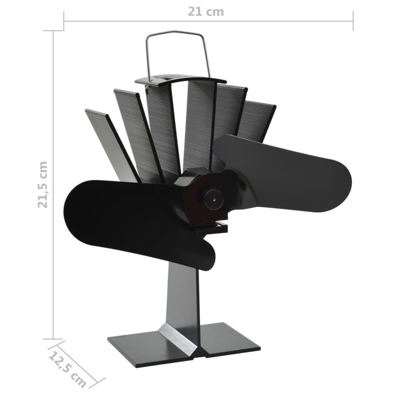 vidaXL Teplom poháňaný ventilátor na krb s 2 lopatkami čierny