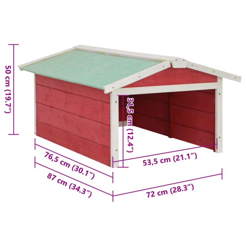 vidaXL Garáž na robotickú kosačku 72x87x50 cm červeno-biela jedľa