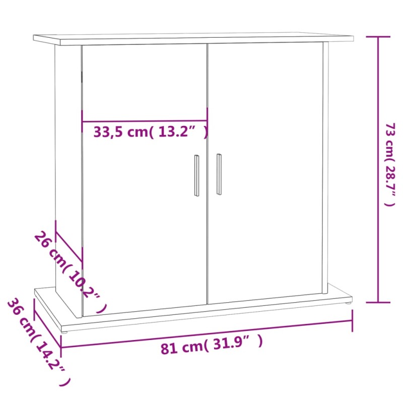 vidaXL Stojan na akvárium vysoký lesk biely 81x36x73 cm kompoz. drevo