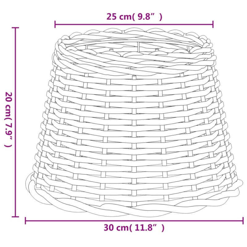 vidaXL Tienidlo na lampu hnedé Ø30x20 cm prútené