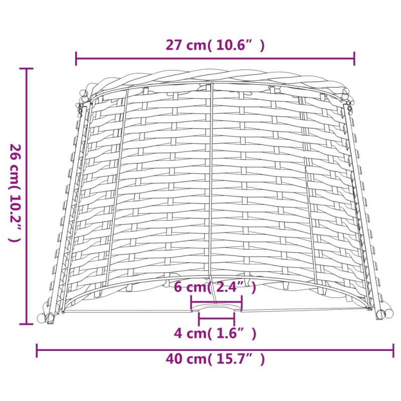 vidaXL Tienidlo na lampu hnedé Ø40x26 cm prútené