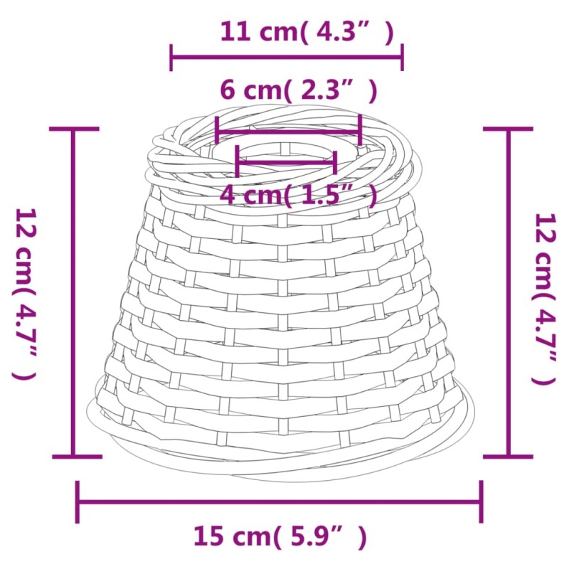 vidaXL Tienidlo na stropnú lampu biele Ø15x12 cm prútené