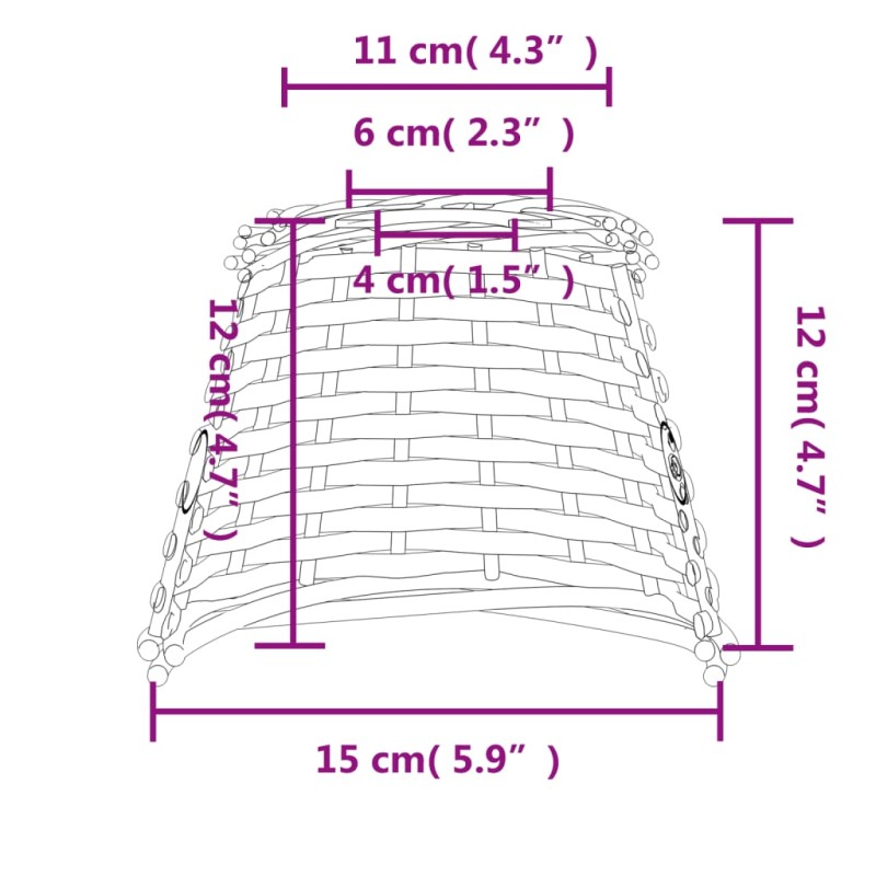 vidaXL Tienidlo na stropnú lampu biele Ø15x12 cm prútené