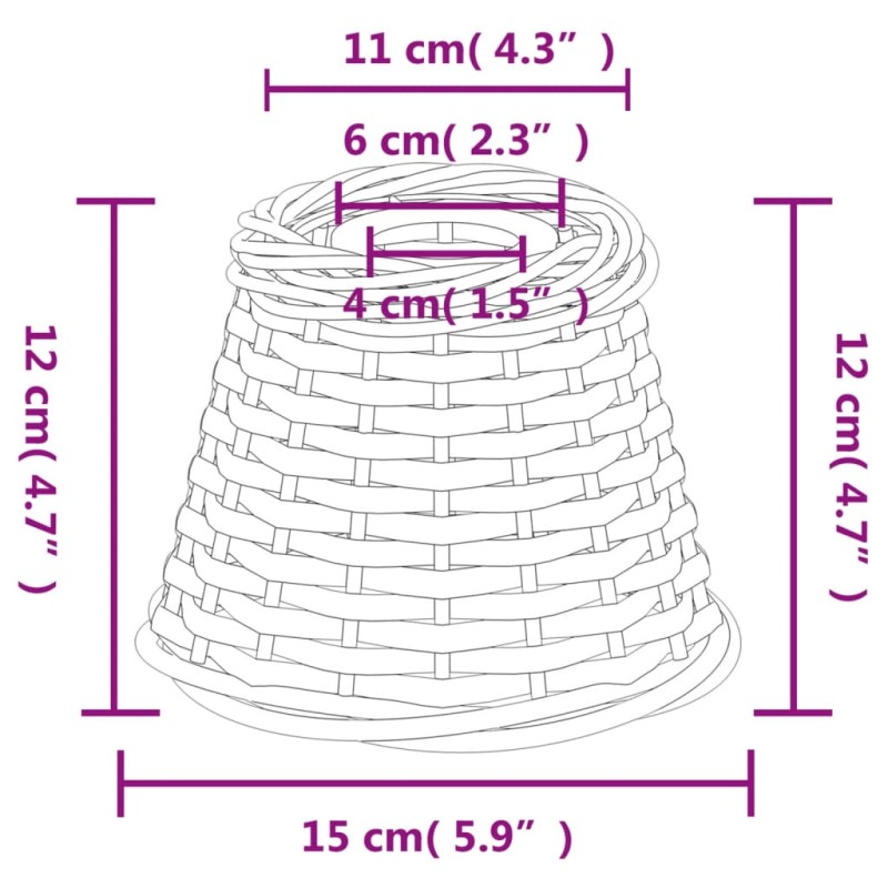 vidaXL Tienidlo na stropnú lampu hnedé Ø15x12 cm prútie