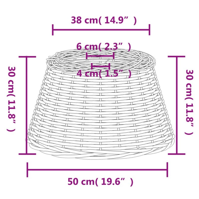 vidaXL Tienidlo na stropnú lampu hnedé Ø50x30 cm prútené