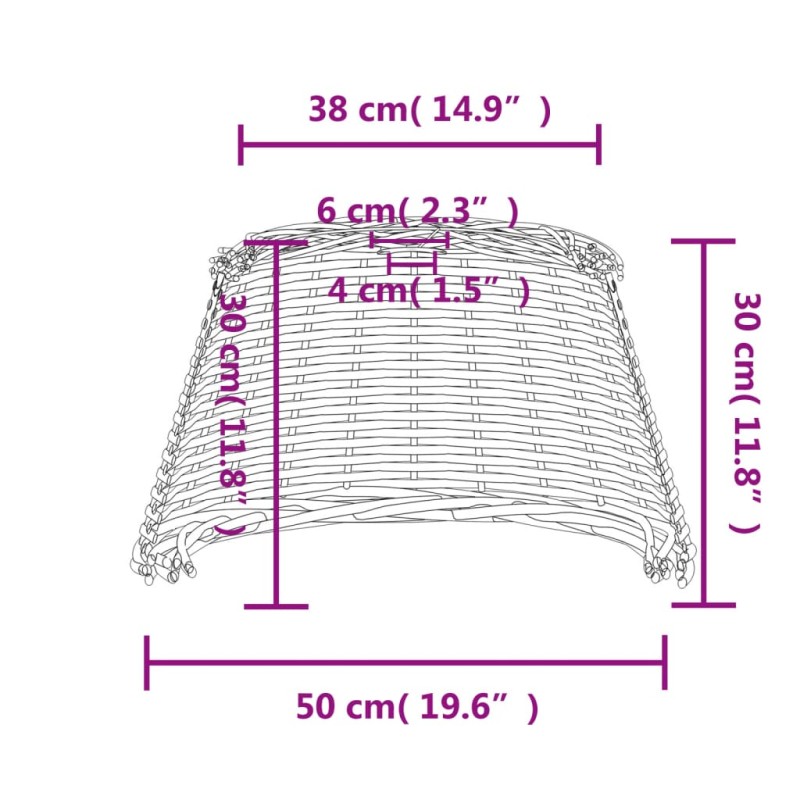 vidaXL Tienidlo na stropnú lampu hnedé Ø50x30 cm prútené