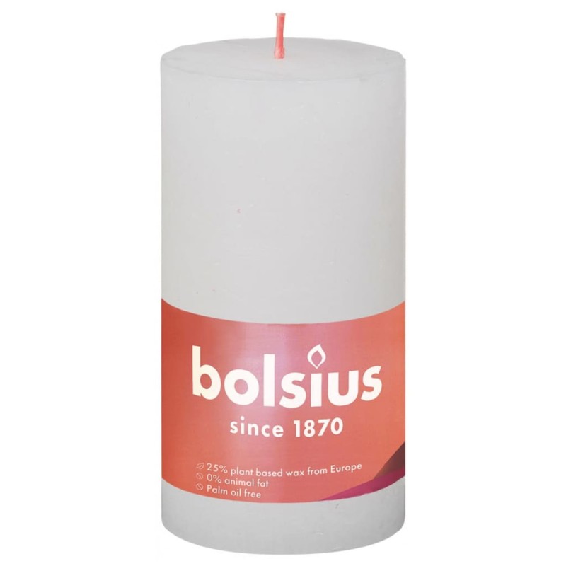 Bolsius Rustikálne valcové sviečky Shine 4 ks 130x68mm, oblakovo biele