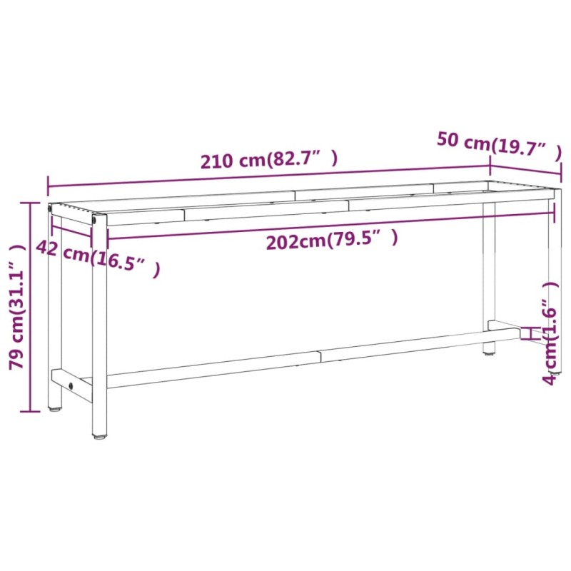 vidaXL Rám pracovného stola matný čierny a červený 210x50x79 cm kovový