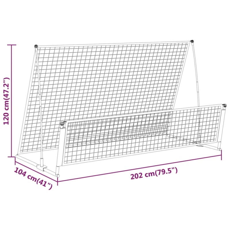 vidaXL 2-v-1 futbalová odrazová sieť 202x104x120 cm oceľ