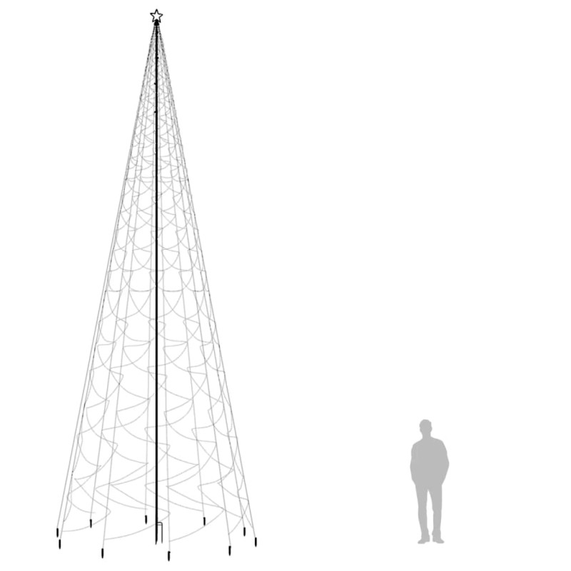 vidaXL Vianočný stromček s hrotom 3000 studených bielych LED 800 cm