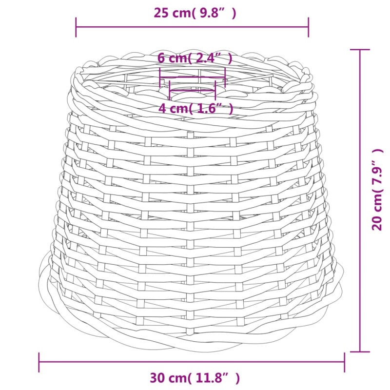 vidaXL Tienidlo na stropnú lampu hnedé Ø30x20 cm prútené