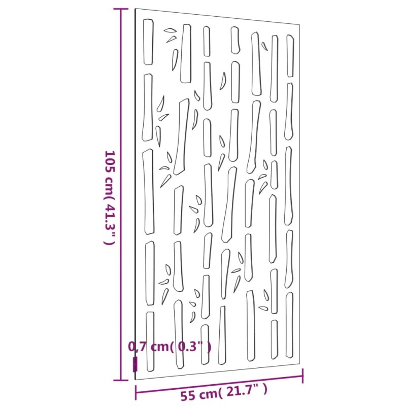 vidaXL Záhradná dekorácia 105x55 cm, cortenová oceľ, bambus