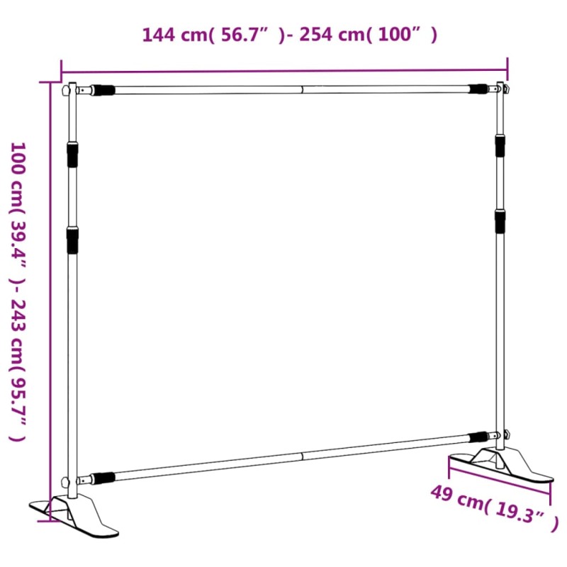 vidaXL Stojany na pozadie 2 ks čierne 254x243 cm oceľ