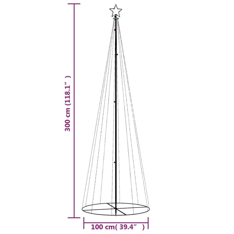 vidaXL Vianočný stromček, kužeľ 310 LED, teplé biele svetlo 100x300 cm