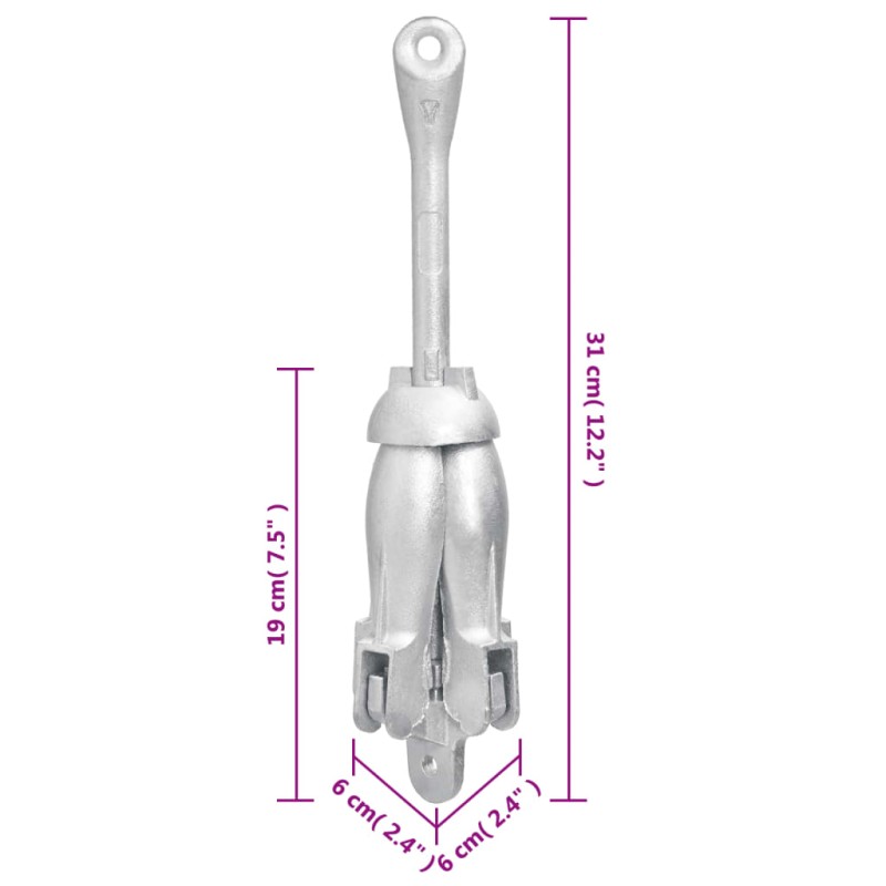 vidaXL Skladacia kotva strieborná 1,5 kg kujné železo