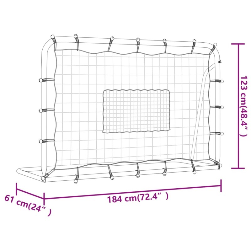 vidaXL Futbalový nahrávač, bielo čierny 184x61x123 cm, oceľ a PE