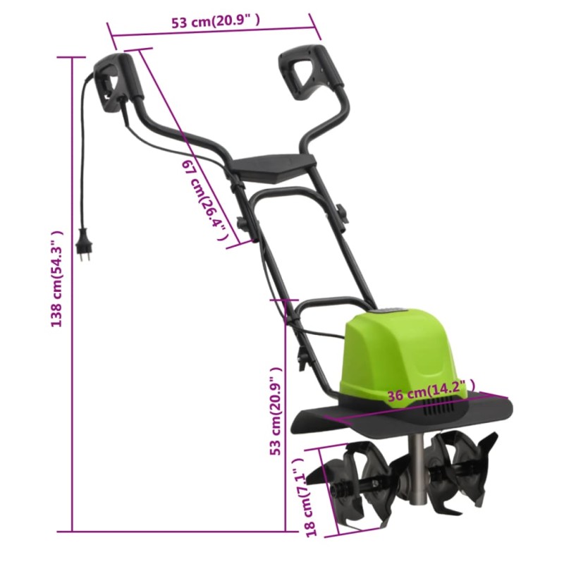 vidaXL Záhradný kultivátor so 4 nožmi elektrický 800 W