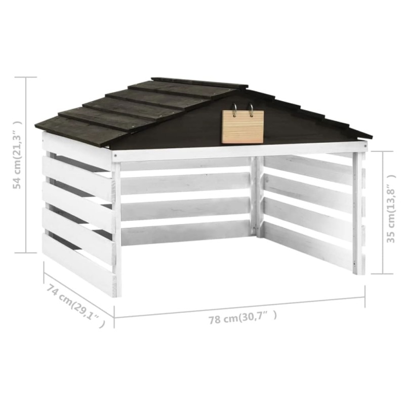 vidaXL Garáž na robotickú kosačku čierno-biela 78x74x54 cm jedľové drevo