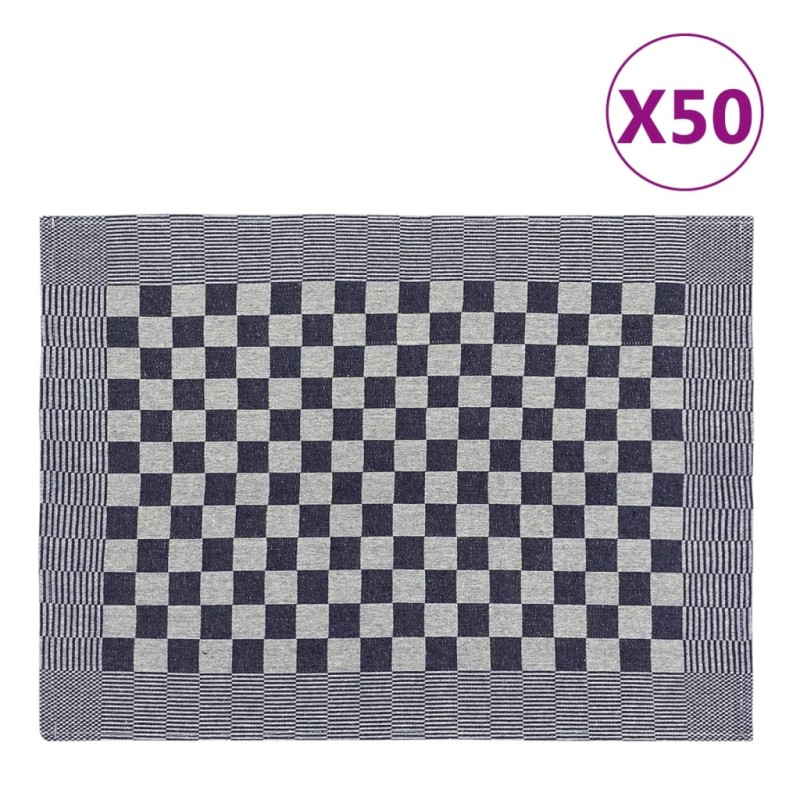 vidaXL Kuchynské utierky 50 ks modro-biele 50x70 cm bavlna